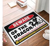 CDSS Tapis de bienvenue extérieur automne Beware Of Dragon Paillasson amusant pour porte d'entrée drôle Ma(65 x 90 cm)