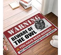 CDSS Tapis de bienvenue extérieur automne Beware Of Owl Paillasson amusant pour porte d'entrée drôle Ma(50 x 80 cm)
