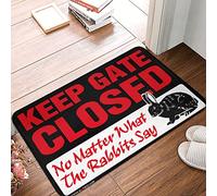 CDSS Tapis de bienvenue extérieur automne Keep Gate Closed Noter What The Rabbits Say Tapis de porte amusant pour porte d'entrée drôle Ma(40 x 60 cm)