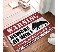 CDSS Tapis de bienvenue pour salle de vec inscription « Beware of Wolf » - Tapis de bienvenue d'automne pour porte d'entrée (40 x 60 cm)