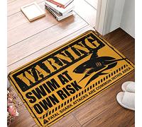 CDSS Tapis de porte amusant en forme de requin pour nager à vos risques et périls (65 x 90 cm)