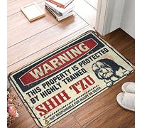 CDSS Tapis de porte d'entrée pour entrée extérieure. Avertissement : cette propriété est protégée par un tapis Shih Tzu hautement qualifié pour décoration de chambre de garçon (40 x 60 cm)