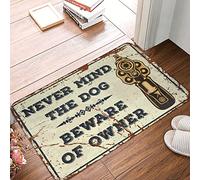 CDSS Tapis de salle de bain rustique avec inscription « Never Mind The Dog Beware Of Owner » (65 x 90 cm)