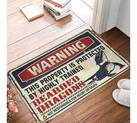 CDSS Tapis de sol d'automne avec avertissement de cette propriété est protégée par un dragon barbu hautement qualifié, tapis décoratif pour chambre d'adolescent (40 x 60 cm)