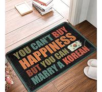 CDSS Tapis de sol d'automne d'extérieur « You Can'T Buy Happiness But Can Marry A Korean Rug » Décoration de chambre pour garçons et adolescents Tapis pour chambre à coucher Estheti (65 x 90 cm)