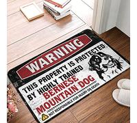 CDSS Tapis décoratif de bar Man Cave Warning This Property Is Protected By A Highly Trained Bouvier Bernois Décoration de porte Tapis cool (65 x 90 cm)