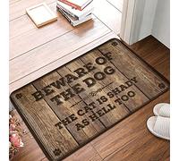 CDSS Tapis d'extérieur avec inscription « Beware of Dog The Cat Is Shady As Hell Too » - Décoration de chambre d'adolescent - Accessoire de bar pour caverne d'homme (40 x 60 cm)