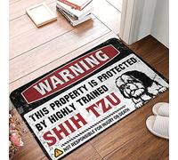 CDSS Tapis d'extérieur avec inscription « Warning This Property Is Protected By A Highly Trained Shih Tzu Rug Teen Room Decor Bar Stuff For Man Cave » (40 x 60 cm)