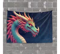 CDSS Tapisserie décorative de bar amusante Dragon dans la nuit étoilée Décoration vintage (75 x 100 cm)