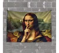 CDSS Tapisserie humoristique Leonardo Da Vinci'S Mona Lisa : A Mysterious Smile Tapisserie Décoration murale pour chambre à coucher au-dessus du lit Décoration de patio amusante (100 x 150 cm)