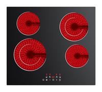 CDV Plaque de Cuisson Vitrocéramique 4 Zones 6600W, Encastrable 60 cm | Plaque Encastrable 220-240 V avec Double Zone, Sécurité Enfant, Protection Surchauffe, Minuterie 99 Min et Finition Noire