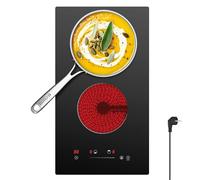 CDV Plaque Vitrocéramique 2 Feux 3000W Plaque de Cuisson Electrique Encastrable 30CM, 9 Niveaux de Puissance, Minuteur, Verrou de Sécurité