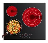 CDV Plaque vitrocéramique 3 Feux Encastrable 5700W 9 Niveaux Minuterie 99 Min Commande Tactile Sécurité Enfant CDVER573