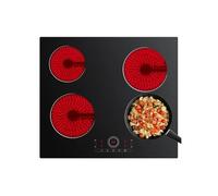 CDV Plaque Vitrocéramique 4 Foyers Encastrable 6000W 9 Niveaux Minuterie 99 Min Commande Tactile Sécurité Enfant CDVER604
