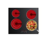 CDV Plaque Vitrocéramique 4 Foyers Encastrable 6400W 9 Niveaux Minuterie 99 Min Commande Tactile Sécurité Enfant CDVER64B