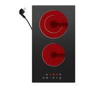 CDV Table de Cuisson Plaque Vitrocéramique 2 Foyers 3200W, Electrique Encastrable, 9 Niveaux de Puissance, Commande Tactile, Minuterie, Pour Toutes Les PoêLes, CDVER322