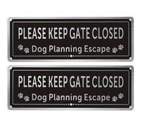 CDXHOME Lot de 2 panneaux « Please Close The Gate Matal » - Panneau de planification d'évasion pour chien - Aluminium brossé - Encre durable - Protection UV et résistant aux intempéries - 8,9 x 24,9