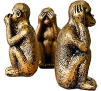 CDXHOME Lot de 3 Statues de Singes de la Sagesse - N'entendez, Ne Voyez, Ne Parlez Pas Le Mal - Figurines Décoratives en Résine pour Maison et Bureau
