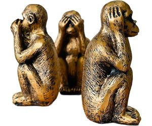 CDXHOME Lot de 3 Statues de singes de la Sagesse - N'entendez Pas Le Mal, ne voyez Pas Le Mal, ne Parlez Pas du Mal - Figurines décoratives en résine pour la Maison et Le Bureau