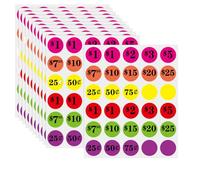 CDXHOME Lot de 520 autocollants de prix pré-imprimés de 2,5 cm pour les ventes de cours, de garage et de marché aux puces - Étiquettes de prix colorées à pois - Étiquettes de prix pratiques pour