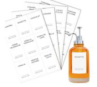 cdxhome Lot de 84 étiquettes de sirop de café pour caramel, vanille, chocolat, autocollants imperméables pour bouteille de sirop de café, distributeur d'accessoires (blanc)