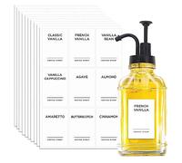 CDXhome Lot de 84 Étiquettes de Sirop pour Café, Caramel, Vanille, Chocolat - Autocollants Étanches pour Bouteille et Distributeur - Organisation d'Accessoires de Bar (Blanc)