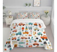 CDXNORA Couette 240x220 cm Douce et Chaude, Voitures Panneaux De Signalisation Couette Imprimée Duvet Legere et Chaude 4 Saisons, Dessin Animé Douce Réversible Lavable Edredon avec Taie d'oreiller