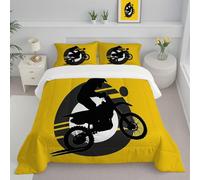 CDXNORA Couette 240x220 cm, Moto Tout-Terrain Couette Imprimée Duvet Couettes, Legere Chaude 4 Saisons Sportif Minimaliste Douce Réversible Microfibre Edredon avec Taie d'oreiller