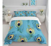 CDXNORA Couette Chaude Ultra Gonflante 140x200 cm, Plumes De Paon Imprimée Douce Réversible Légère Chaude Peint À La Main Ethnique 4 Saisons Lavable Microfibre Couette Edredon sans Housse