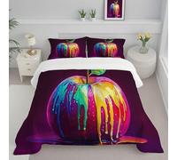 CDXNORA Couette Chaude Ultra Gonflante 240x220 cm, Fruits Peinture Imprimée Douce Réversible Légère Chaude Surréalisme 4 Saisons Lavable Microfibre Violet Couette Edredon sans Housse