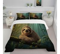 CDXNORA Couette Chaude Ultra Gonflante 240x220 cm, Jungle Paresseux Imprimée Douce Réversible Légère Chaude Animaux Réalistes 4 Saisons Lavable Microfibre Vert Couette Edredon sans Housse