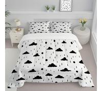 CDXNORA Couette Chaude Ultra Gonflante 240x220 cm, Nuages Gouttes De Pluie Imprimée Douce Réversible Légère Chaude Simplicité Météo 4 Saisons Lavable Microfibre Couette Edredon sans Housse