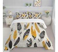 CDXNORA Couette Chaude Ultra Gonflante 240x220 cm, Plumes Jaunes Imprimée Douce Réversible Légère Chaude Bohême Illustration 4 Saisons Lavable Microfibre Couette Edredon sans Housse