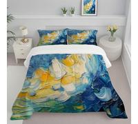CDXNORA Couette Ciel Étoilé Coups De Pinceau Imprimée, Légère 4 Saisons Peinture À l'huile Van Gogh Tempérée Microfibre Bleu Lavable Couette, pour Adulte Enfant Couettes sans Housse 200x200 cm