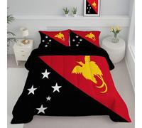 CDXNORA Couette Drapeau De La Papouasie-Nouvelle-Guinée Imprimée, Légère 4 Saisons Tempérée Microfibre Lavable Drapeau National Couette avec Taie d'oreiller, pour Adulte Enfant Couettes 200x200 cm