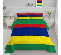 CDXNORA Couette Drapeau De L'Île Maurice Imprimée, Légère 4 Saisons Tempérée Microfibre Lavable Drapeau National Couette avec Taie d'oreiller, pour Adulte Enfant Couettes 264x228 cm