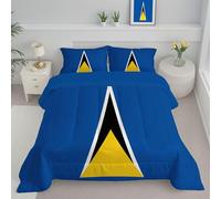CDXNORA Couette Drapeau De Sainte-Lucie Imprimée sans Housse, Respirante et Confortable Drapeau National Couette, Réversible Microfibre légère Chaude Lavable Couettes 140x200 cm