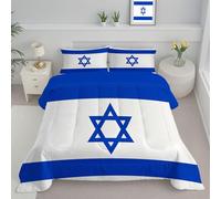 CDXNORA Couette Drapeau Israélien Imprimée, Légère 4 Saisons Tempérée Microfibre Lavable Drapeau National Couette avec Taie d'oreiller, pour Adulte Enfant Couettes 200x200 cm