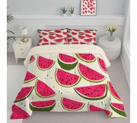 CDXNORA Couette Microfibre 240x220 cm, Edredon 4 Saisons Lavable Dessin Animé Minimalisme Couette Légère et Respirante, Pastèque Fruit Courtepointe Imprimée Rose Douce et Confortable sans Housse