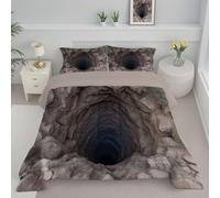 CDXNORA Couette Microfibre 240x220 cm, Edredon 4 Saisons Lavable Fantastique Réalisme Couette Légère et Respirante, Vision 3D Grotte Courtepointe Imprimée Brun Douce et Confortable sans Housse