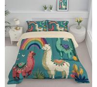 CDXNORA Couette Microfibre Réversible 240x220 cm, légère Chaude Alpaga Cactus Imprimée Coloré Couette sans Housse avec taies d'oreiller, Douce Confortable Lavable Dessin Animé Mignon Couettes