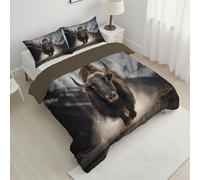 CDXNORA Couette Photographie Faune Sauvage 4 Saisons 240x220 cm, Couette Imprimée Yak Montagne Enneigée pour lit 2 Personnes, Couettes Brun Foncé Réversible sans Housse avec 2 Taies d'oreiller
