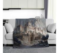 CDXNORA Couverture en Flanelle Imprimé Château Montagnes - Couverture Réalisme Architecture Moelleuse, Douce et Chaude - Couverture de canapé Beige pour Canapé Lit Maison Chambre 130x150 cm