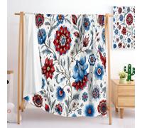 CDXNORA Couverture en Flanelle Rétro Illustration, Couverture Imprimé Élégant Floral Douce et Chaude, pour Enfants Adultes Toutes Saisons Rouge Couvertures, pour Lit Canapé Chaise 130x150 cm