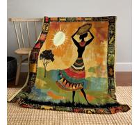 CDXNORA Couverture Imprimé Femmes Africaines Plateau, Couverture Art Ethnique Et Tribal Flanelle pour Femmes Hommes, Douce et Chaude Orange Couvertures pour Lit Chaise Canapé Maison Bureau 200x220 cm