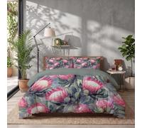 CDXNORA Housse de Couette 140x200cm pour 1 Personne Protée Royale | Parure de Lit Réversible avec 1 Taies d'oreiller 65x65 cm, Fleurs Exotiques À L'Aquarelle Ensemble de Literie en Microfibre Douce