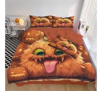 CDXNORA Housse De Couette 240x260cm pour 2 Personnes - Dessins Animés Amusants | Doux Réversible Microfibre Monstre Citrouille Rigolo Parure De Lit avec 2 Taies d'oreiller 65x65cm, Brun Orangé