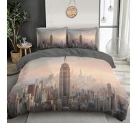 CDXNORA Housse de Couette Brun, 220x240 cm Parure de Lit Réalisme Architecture Microfibre avec 2 Taies d'oreiller 65x65 cm, Réversible Bâtiments Paysage Urbain Housse de Couette avec Fermeture Éclair