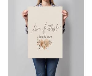 CDXNORA Impression sur Toile Des Mots Des Roses, Minimaliste Élégant Beige Tableau Affiche Decoration Murale Image sur Toile, pour Salon Chambre Cuisine Vertical Art Wall Decor 80x120 cm