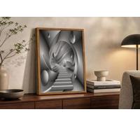 CDXNORA Impression sur Toile Espace Escaliers Sphère 60x80 cm, 3D Futurisme peinture sur Toile Salon Chambre, 1 Pièce Gris Tableau Decoration Murale pour Salle de Bains Couloir